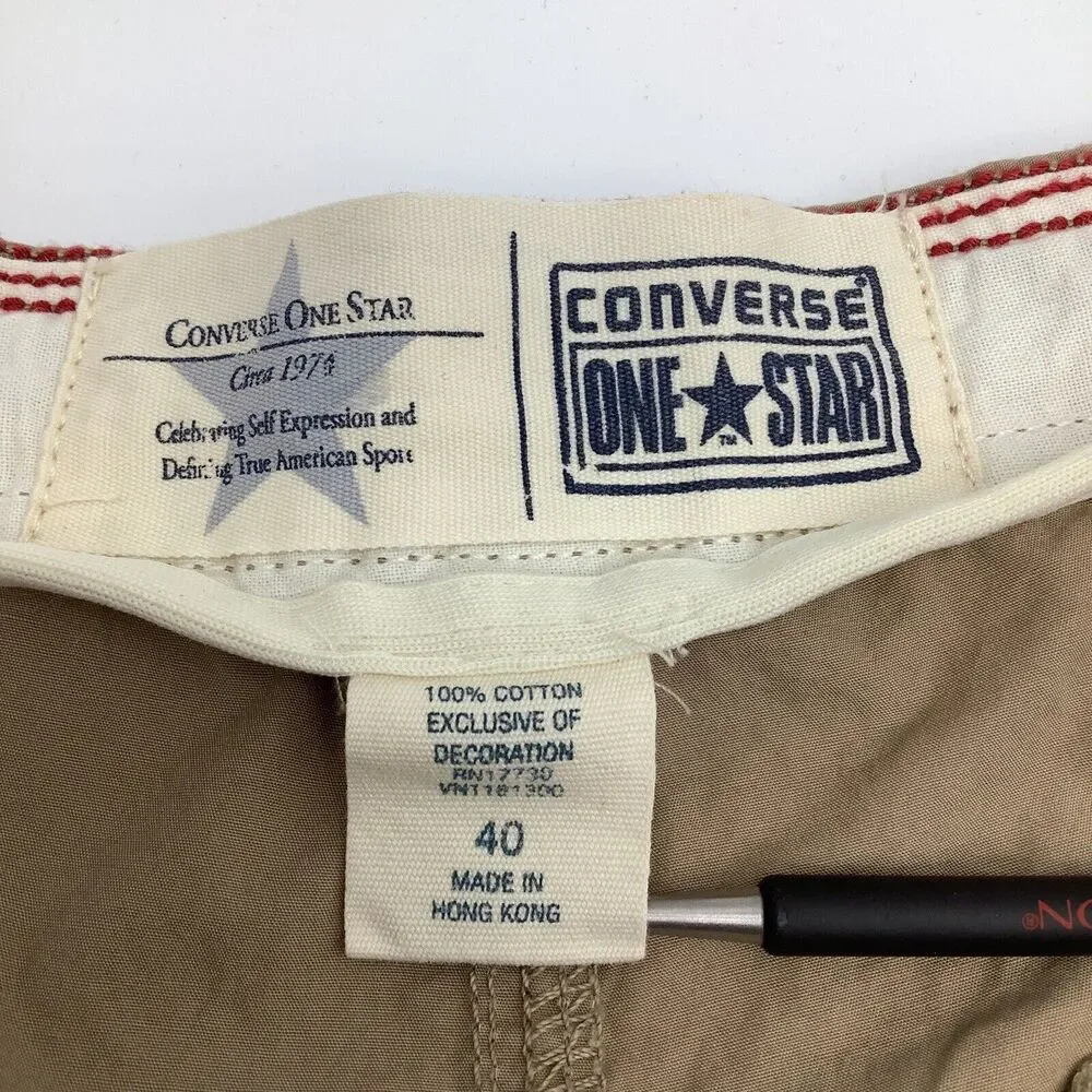 Converse One Star Mens Poplin Cargo Shorts‎ Tan Size 40 NWT